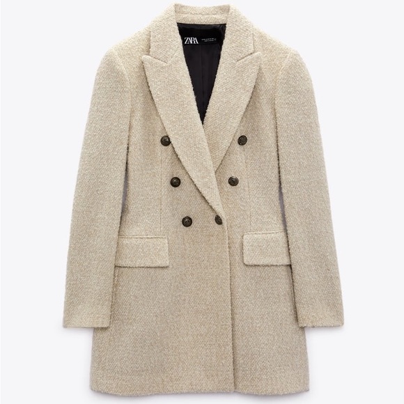 Zara Longline Wool Blend Bouclé Blazer - Picture 14 of 17